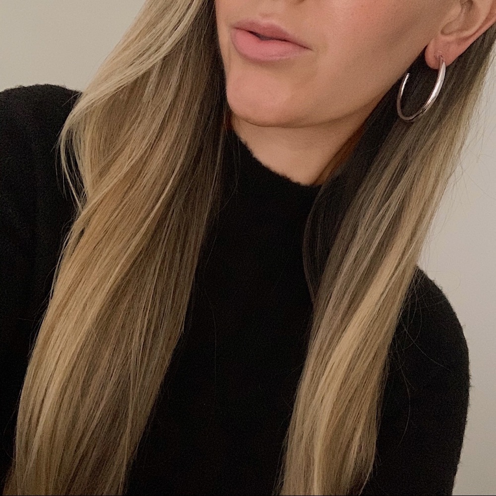 Silver Tube Hoops | 18k White Gold Filled - Picture 2 of 5
